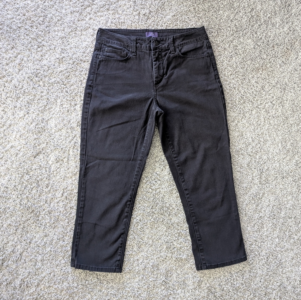 NYDJ Jeans women's Black Denim Crop stretch Pants Lift Tuck Technology